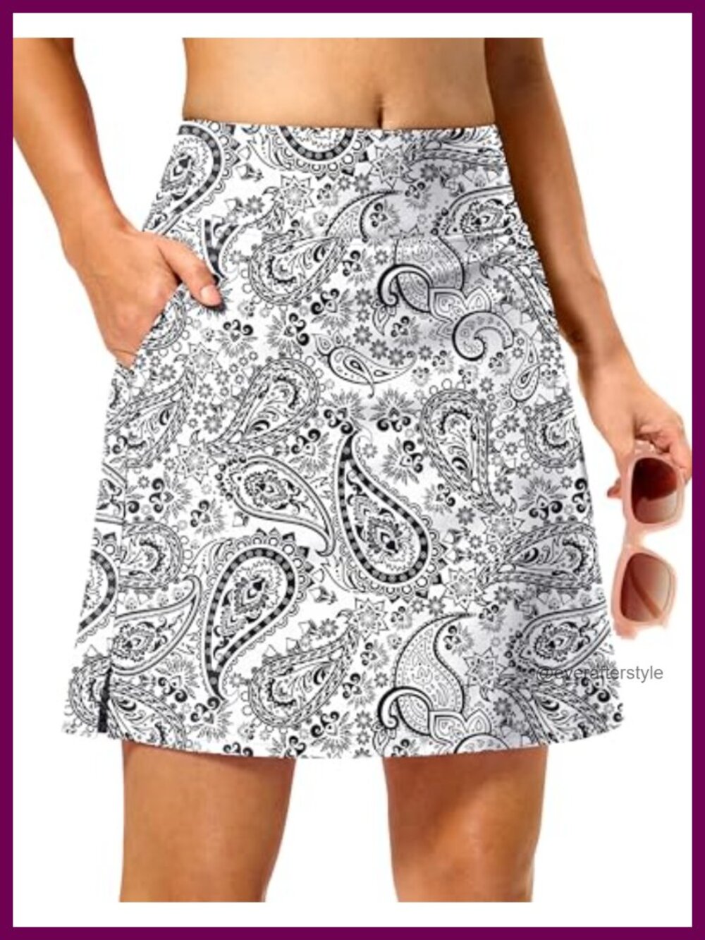 18" Long High Waisted Swim Skirt Modest Skort with Boxer Liner